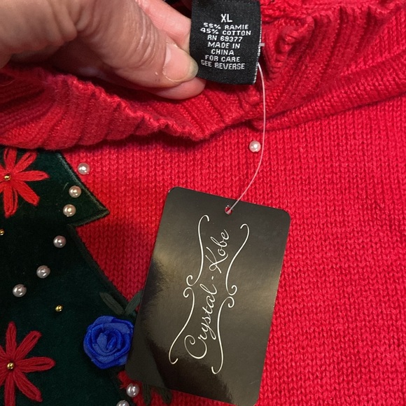NWT Crystal Kobe Christmas Holiday Tree Sweater Size XL - Picture 6 of 7